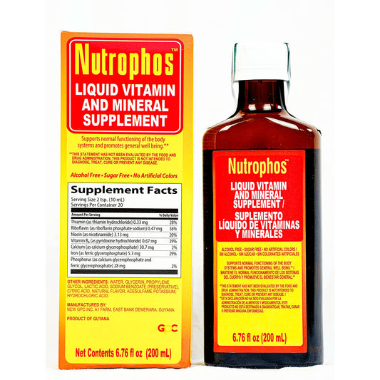 Nutrophos Liquid Dietary Supplement with B vitamins and minerals 6.76oz