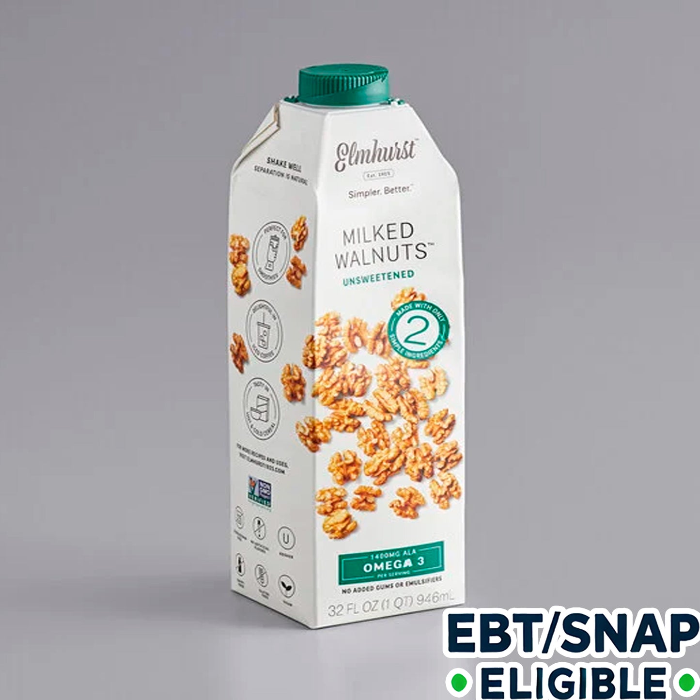 Elmhurst 32 fl. oz. Unsweetened Milked Walnuts - 6/case