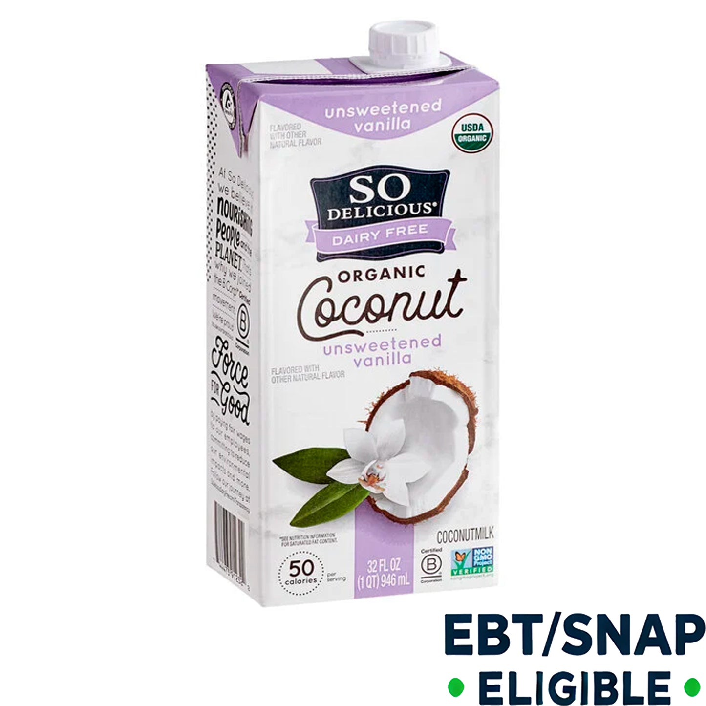 So Delicious Organic Unsweetened Vanilla Coconut Milk 32 oz. - 12/Case