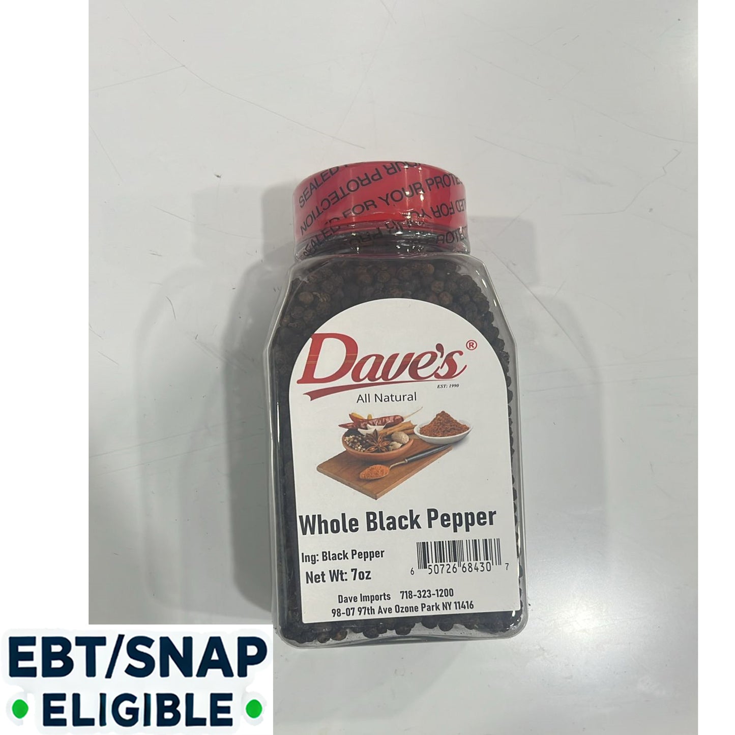 Dave's Whole Black Pepper 6oz