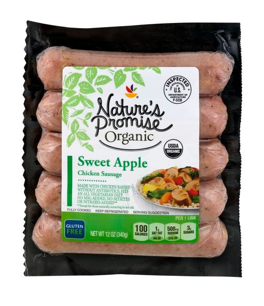 Organic Sweet Apple Chicken Sausage (Fully Cooked) - 5 Count